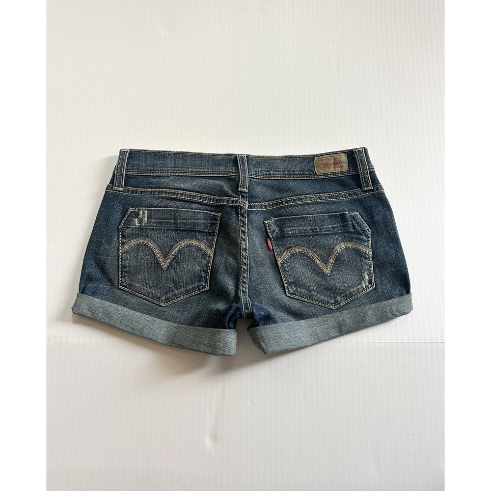 2000s Super Low Rise Mini Shorts Embroidered Pocket Y2K Grunge Indie Sleaze